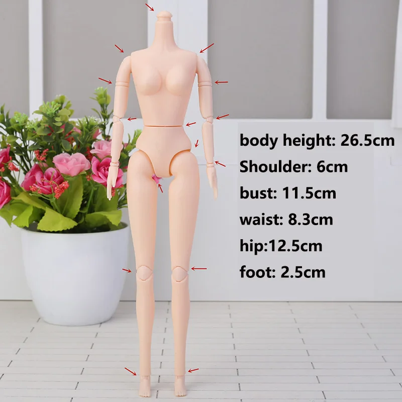 26CM Height Body Part for 30cm Doll 16 Joint Moveable Normal White Skin 1/6 Doll Toys for Children