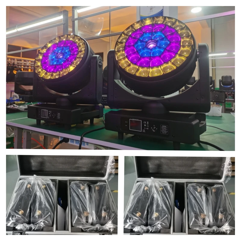 4 pieces with flycase 37*40W dimming zoom moving head beam light rgbw dmx bee eye moving head with case