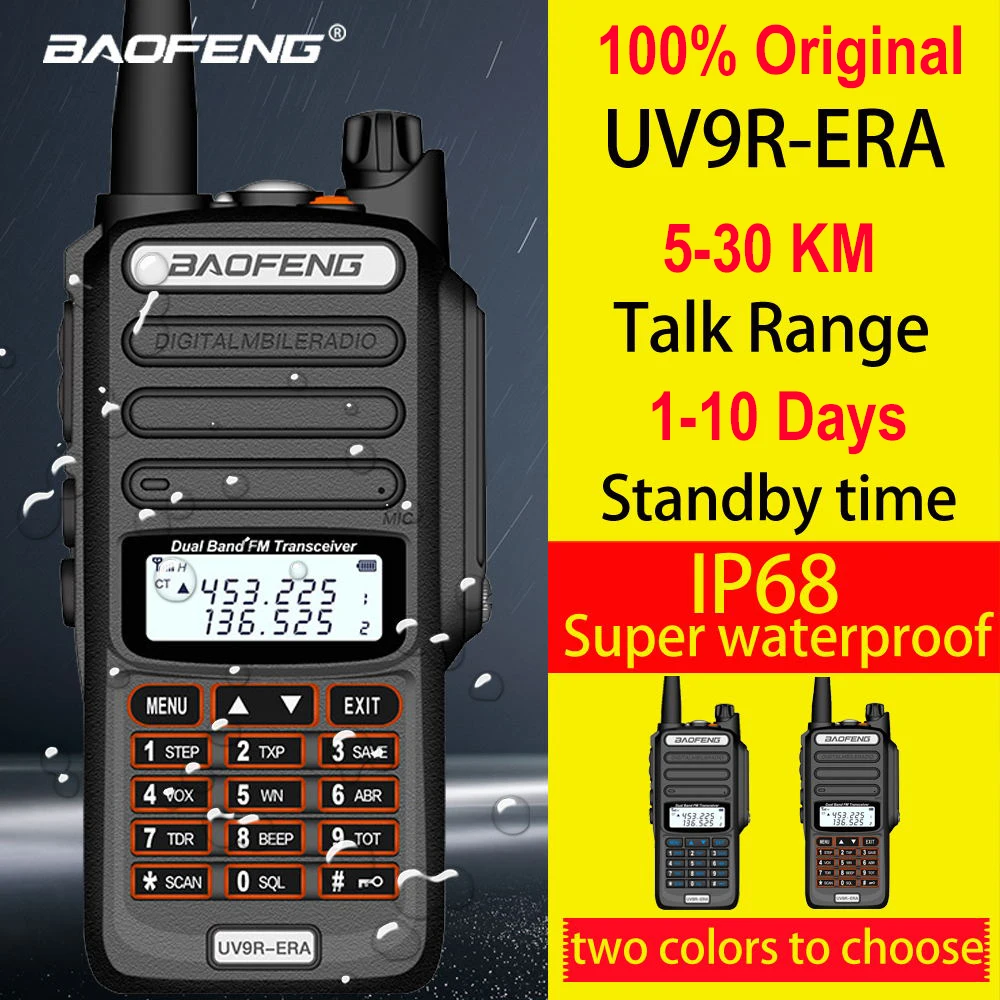 

Двухсторонняя рация Baofeng Walkie Talkie UV9R ERA Plus 128 CH 9500mAh VHF UHF ручная двухсторонняя рация Ham CB радио коммуникатор