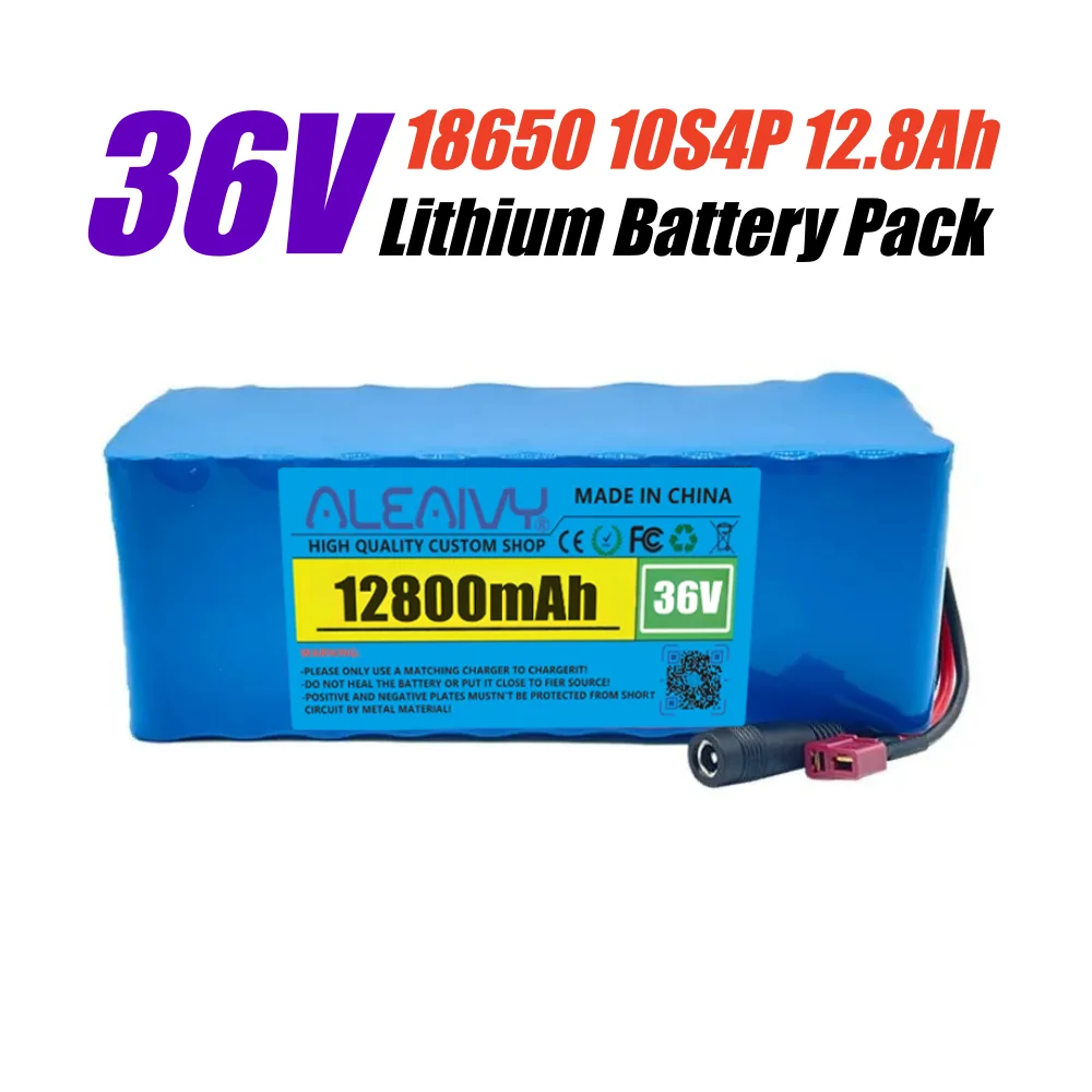36V 12.8Ah Lithium Battery Pack 18650 220W 350W 500W High Power Batteries 42V 12800mAh with BMS Protection+2A Charger
