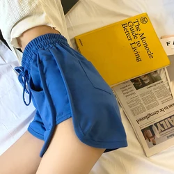 2024 Summer Women Fashion Casual Sports Joggers Gym Outdoor Short Pants Y2K Female Solid High Waist Loose Wide Leg Beach Shorts