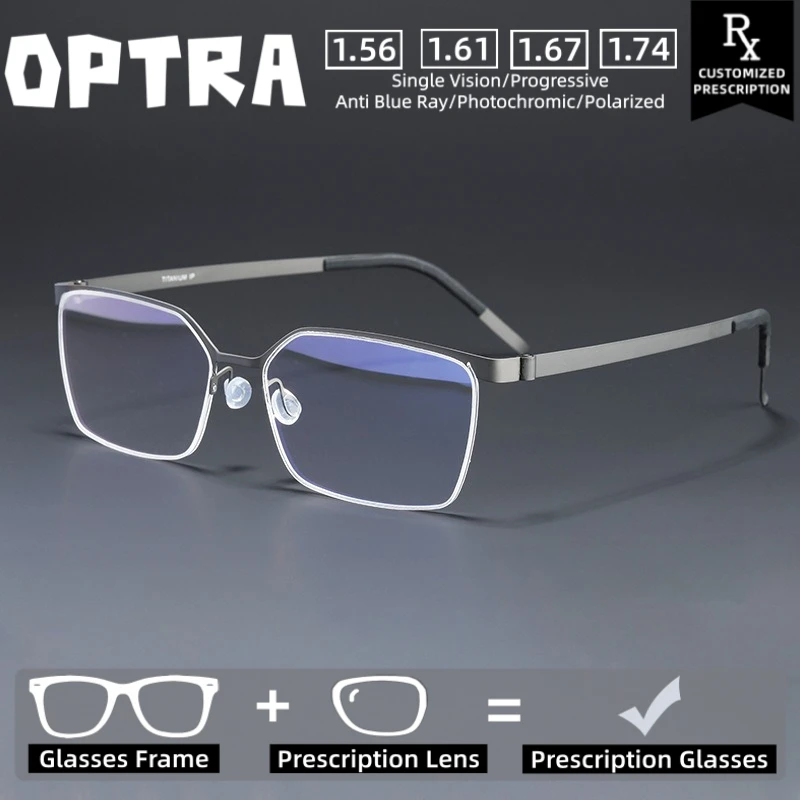 

OPTRA Versatile Ultralight Photochromic Myopia Eyeglasses Blue Light Blocking Glasses Men Custom Prescription Optical Eyewear