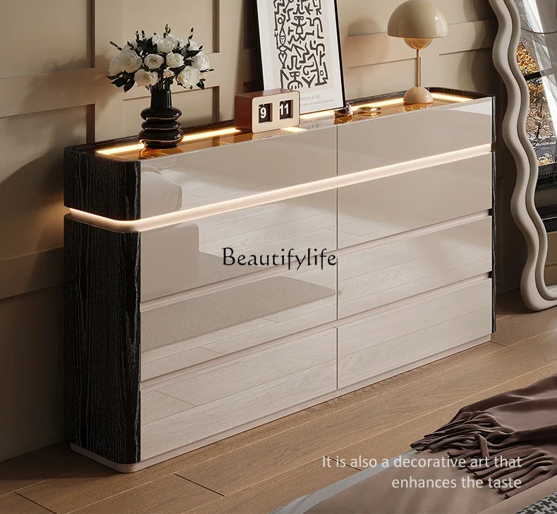 LXItalian minimalist eight-bucket cabinet light luxury master bedroom wall end of bed jewelry storage cabinetSSS