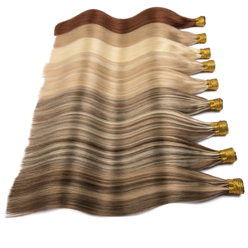 Straight I Tip Hair Extensions Natural Real Human Fusion Hair Extensions 50pcs/ Set Keratin Capsule Brown Blonde Color 12-26inch