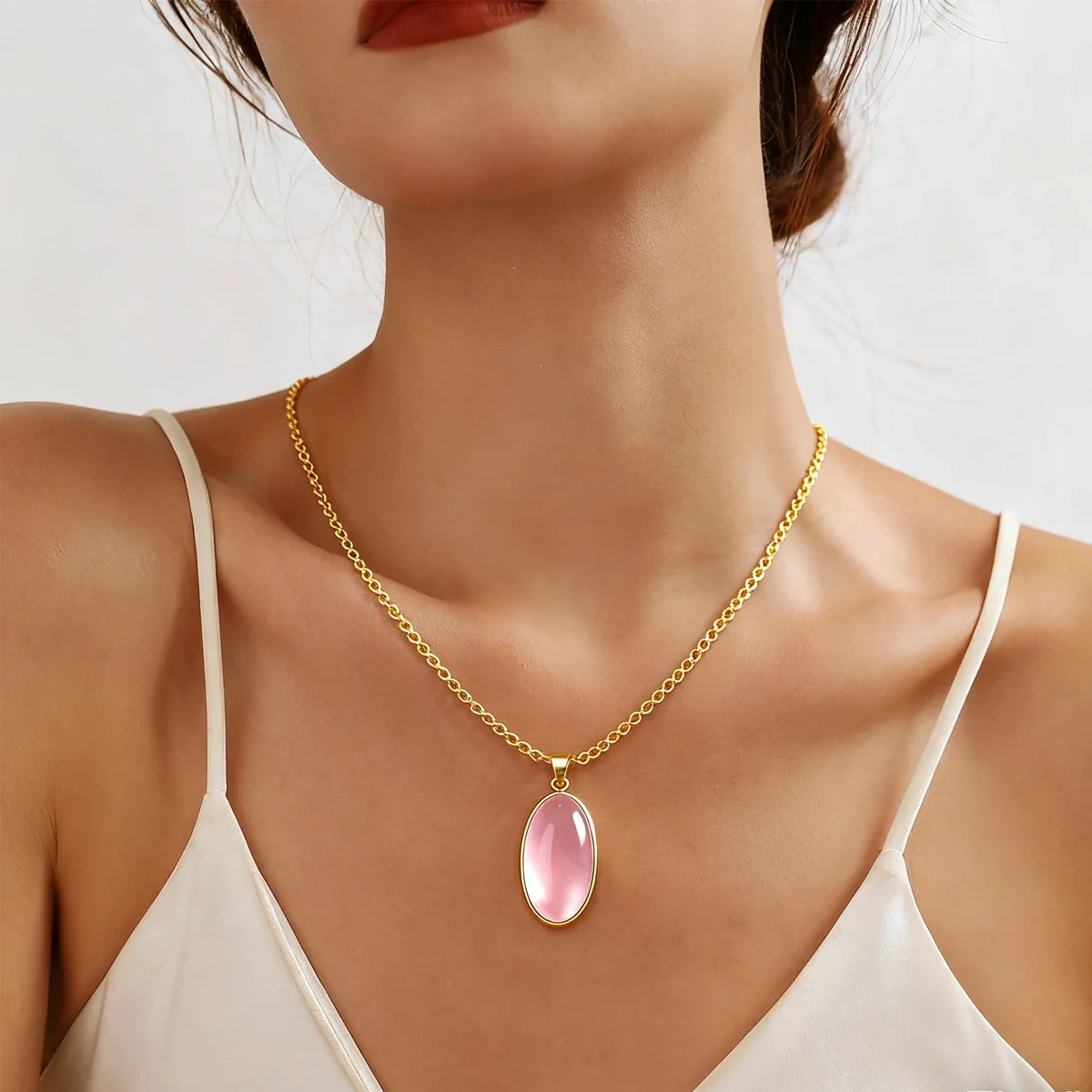 

Fashion Classic Colored Cat's Eye Stone Women's Necklace Sweater Chain Party Holiday Jewelry Gift Drop Shipping