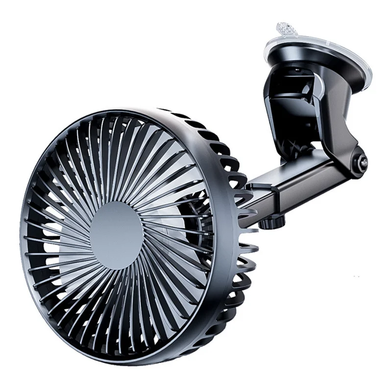 

B47C 12V/24V Windshield Desk Fan USB Suction Cup Auto Cooler 360 Degree Adjustable Car Dashboard Fan 3 Speeds Mini Car Fan