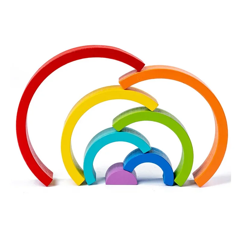 حار قوس جسر قوس قزح اللبنات الاطفال الخشب مكدس لعبة طفل اللون المعرفي الأطفال مونتيسوري ألعاب خشبية تعليمية