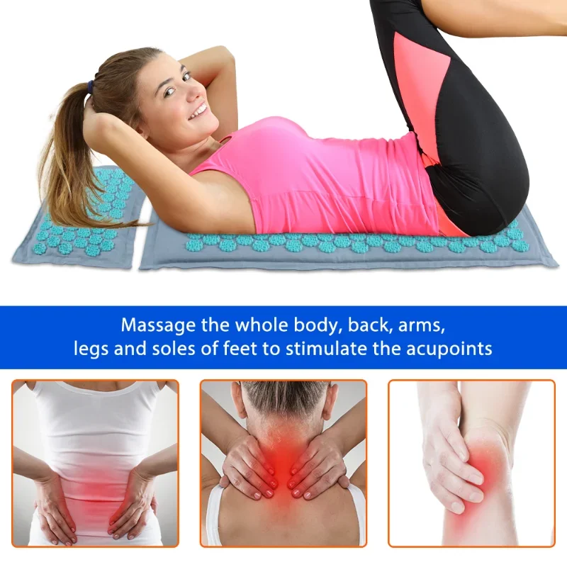 Yoga Flax Coconut Shiatsu Massage Mat Spike Kuznetsov's Applicator Neck Back Foot Massager Mat Pressure Muscle Relaxation