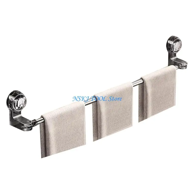 L8RC Extendable Shower Towel Rack with Strong Suction Cups Space Saving Bathroom Organizers Plastic Suction Cup Towel Rack