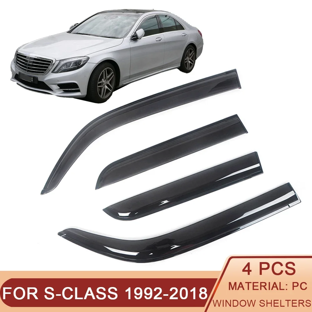 

For Mercedes-Benz S-Class W140 W220 W221 W222 V223 Auto Black Tinted Car Side Window Visor Guard Vent Awnings Shelter Rain Guard