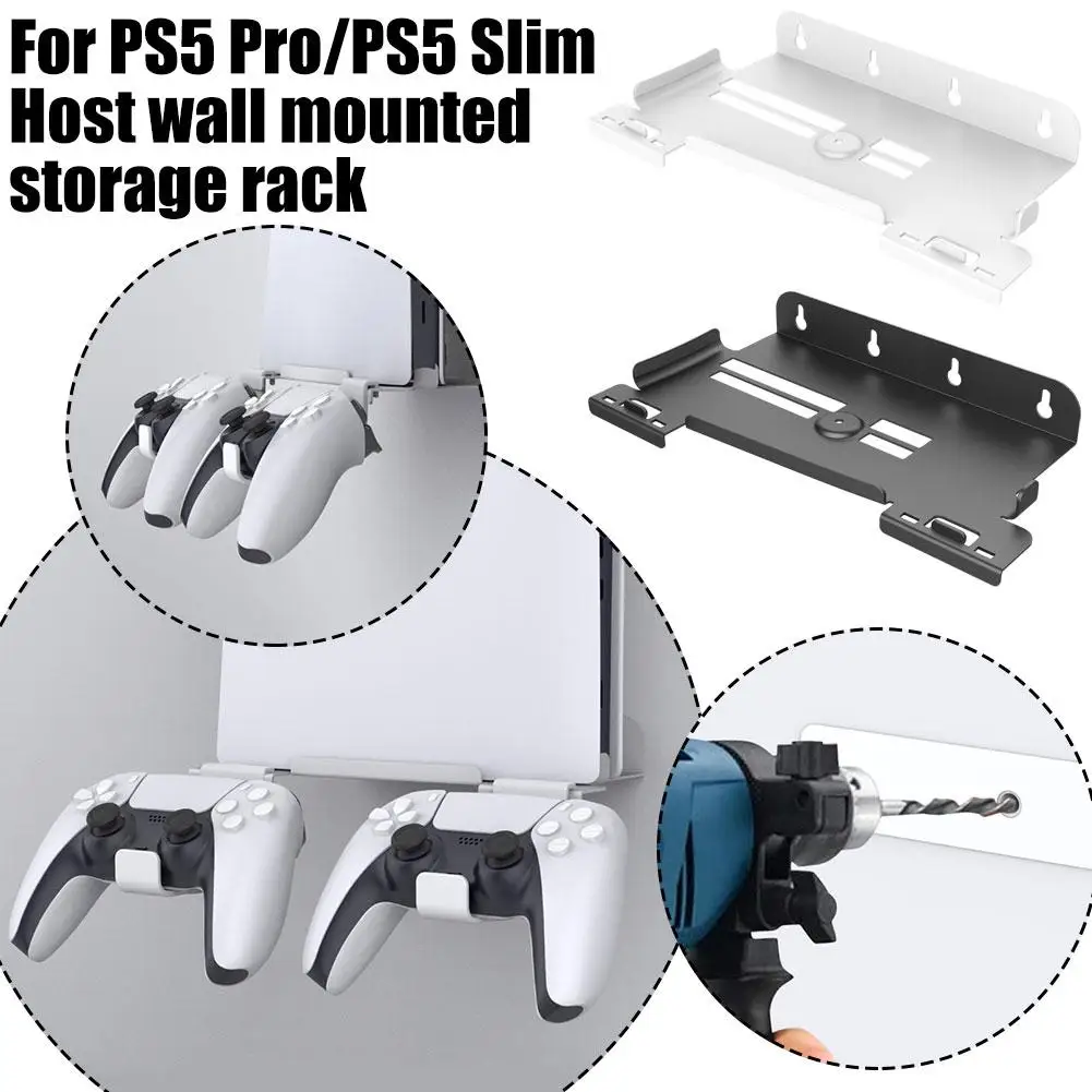 Wall Mount Bracket Display Stand Base With Controller Holder Wall Hanging Stand For PS5 Slim Digital Edition And Disc Edition