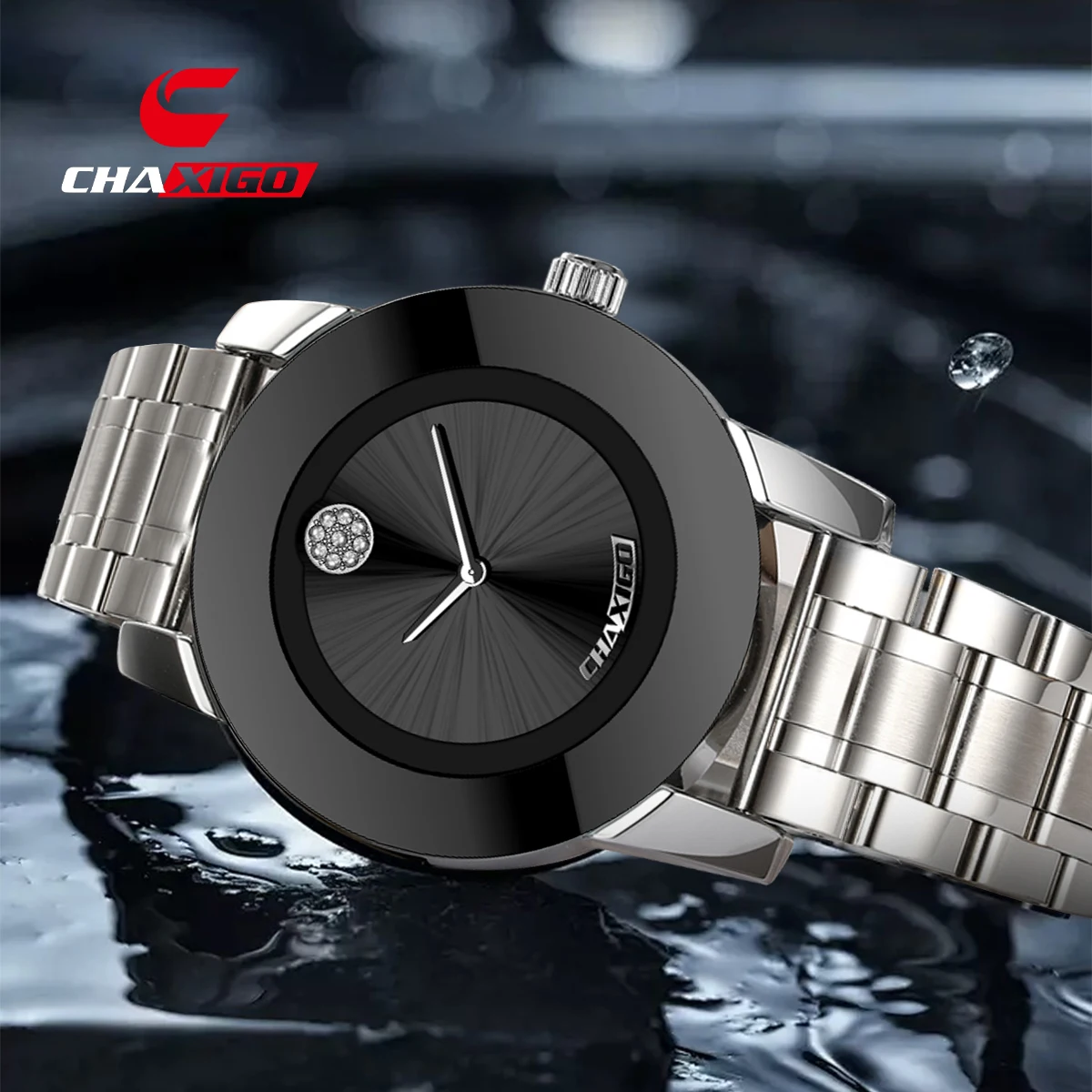 

CHAXIGO Women's/Men's Classic Simple Fashion Watch 38mm Stainless Steel Strap Zircon Inlaid Waterproof Business Quartz Watch