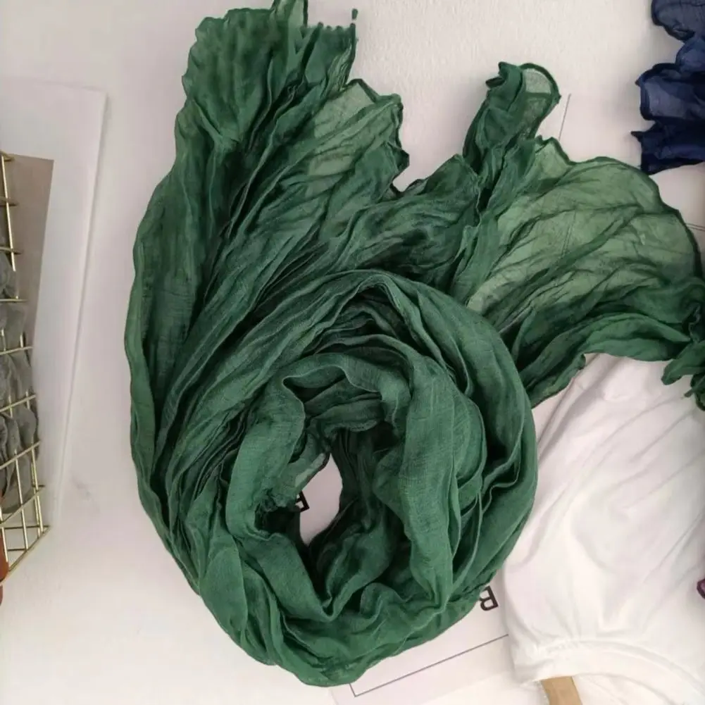 

Теплый длинный шарф 2026 года, 180 см, для женщин, однотонный, плиссированный, в стиле ретро, осенний, мягкий, винтажный, 95