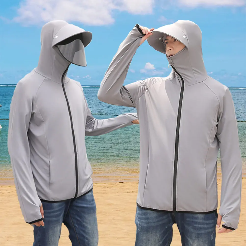 

Ultra-Thin Lightweight Waterproof Anti-Uv Sun Protection Clothing for Men Grey L Size Portable Foldable Beach Fishing Hiking