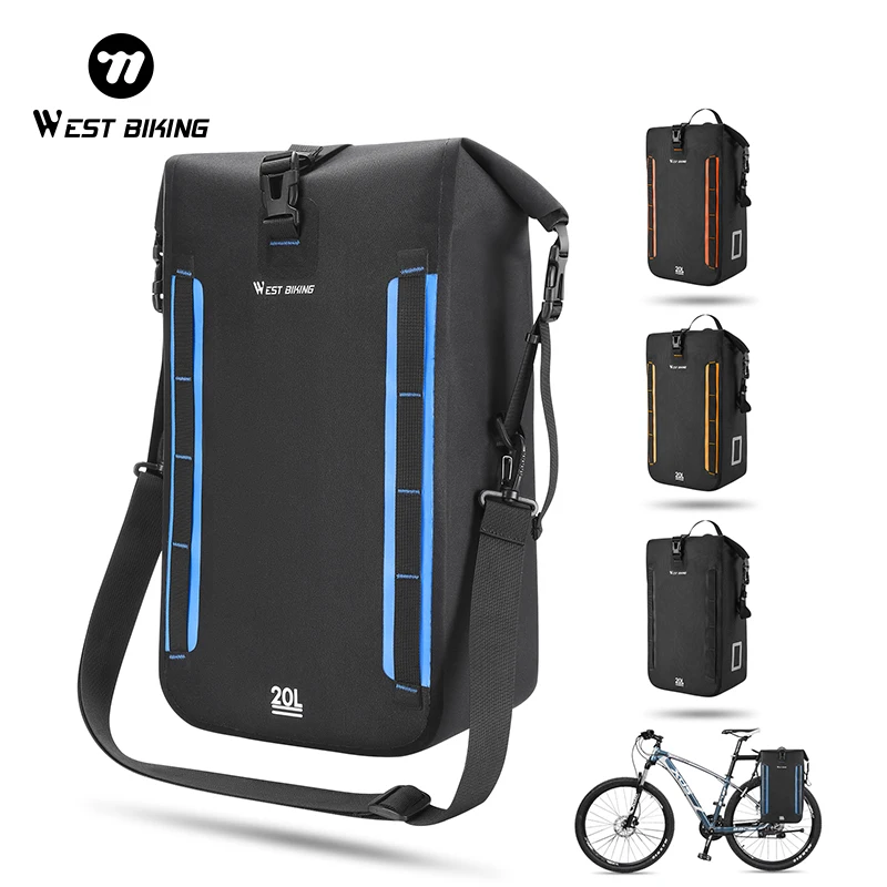 

WEST BIKING Expandable Bicycle Panniers 20L Large Capacity TPU Waterproof Bicycle Rack Double Side Bag Portable Cycling Bag