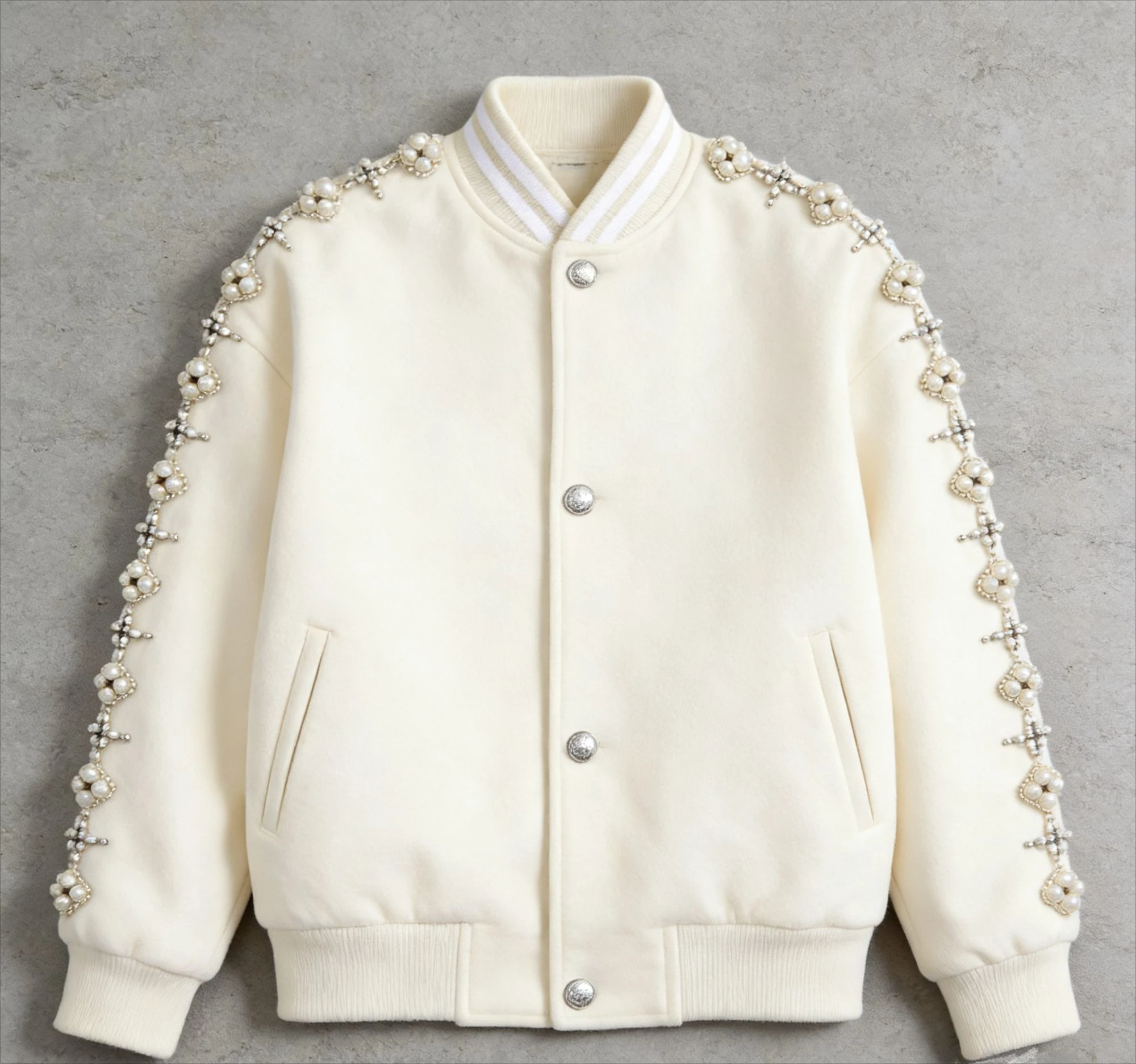 Vintage Jacket Winter Cotton Jacket Simple Rivet Pearl Men and Women Fashion Harajuku Baseball Jacket Metal Buckle Jackets Coat