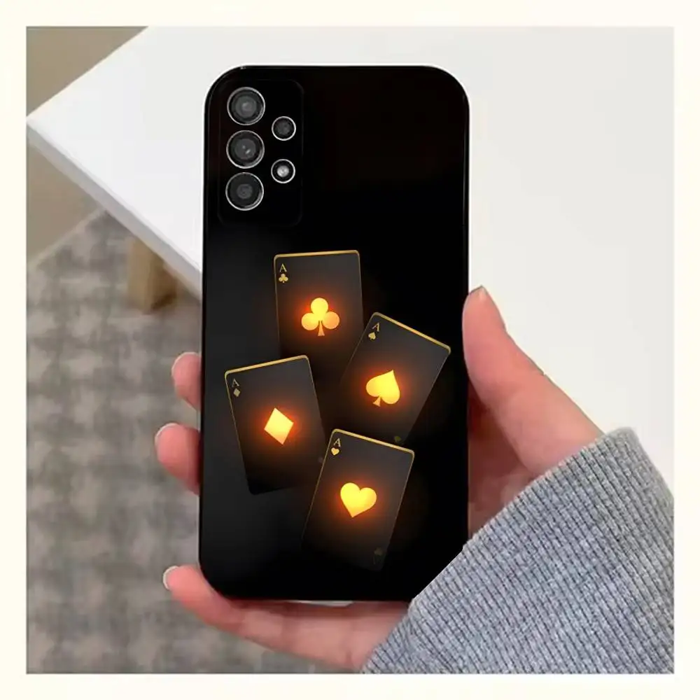 Funda Art Ace OF Spades Poker para Samsung S25,S24,S23,S22,S20,S21,S10,Ultra,Plus,Lite,FE, funda negra de silicona suave