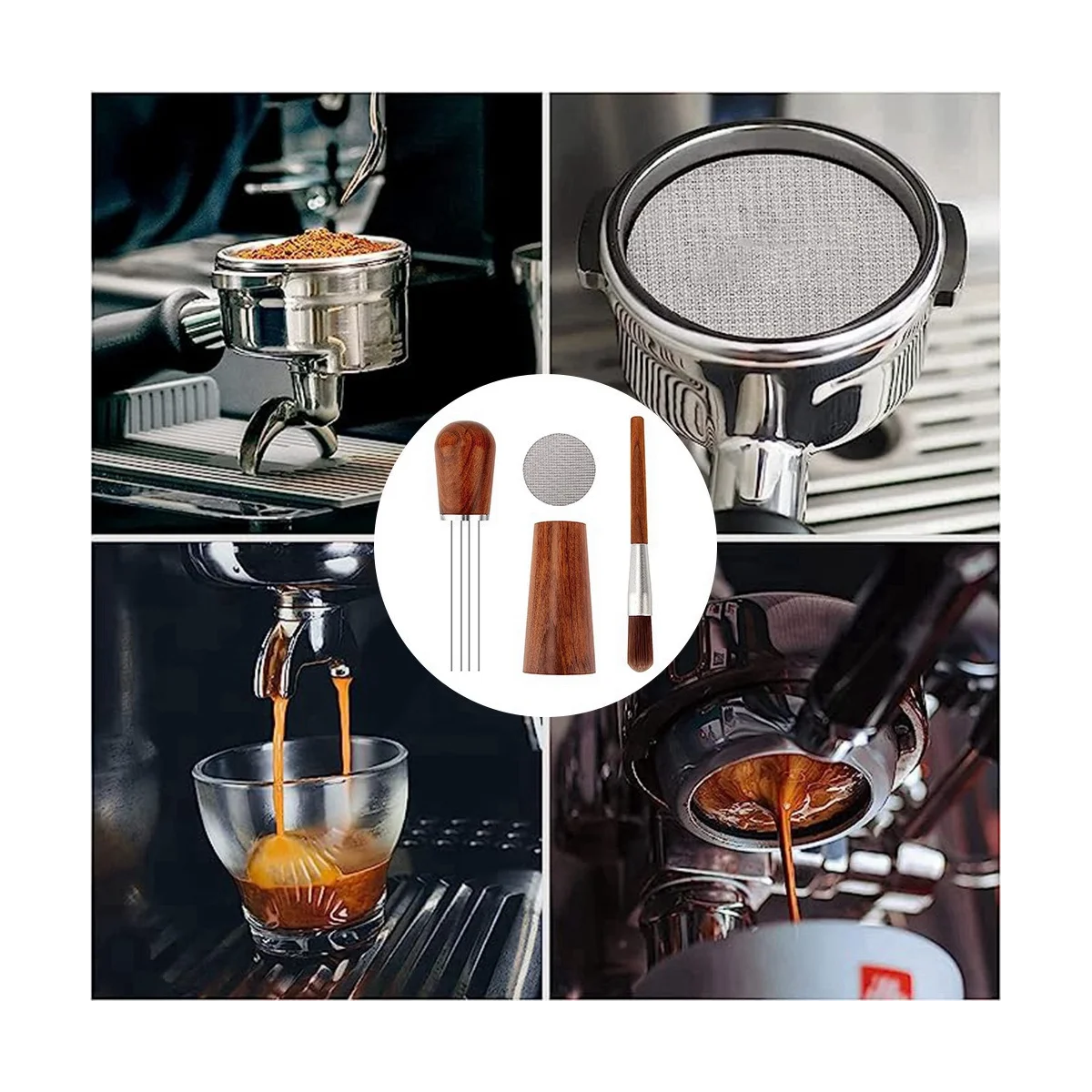 Agitatore per caffè Espresso, strumento per caffè professionale per l'erogazione di Espresso, con filtro da 51mm, Dispenser per aghi con manico