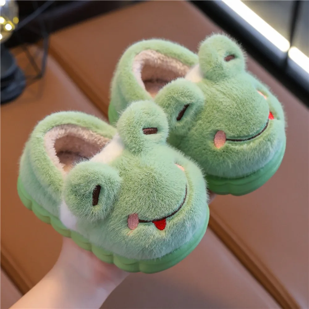

Children's Cotton Slippers Non Slip Cartoon Animal Kids Shoes Rabbit Frog Capybara Thickened Kids Winter Warm Booties