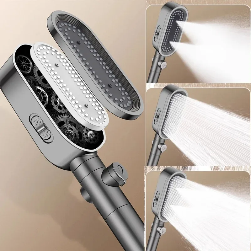 New Design Booster Shower Head 3-Mode Adjustable Filtered Water-Saving Spray Home Bath Rain Shower Faucet Bathroom Accessories