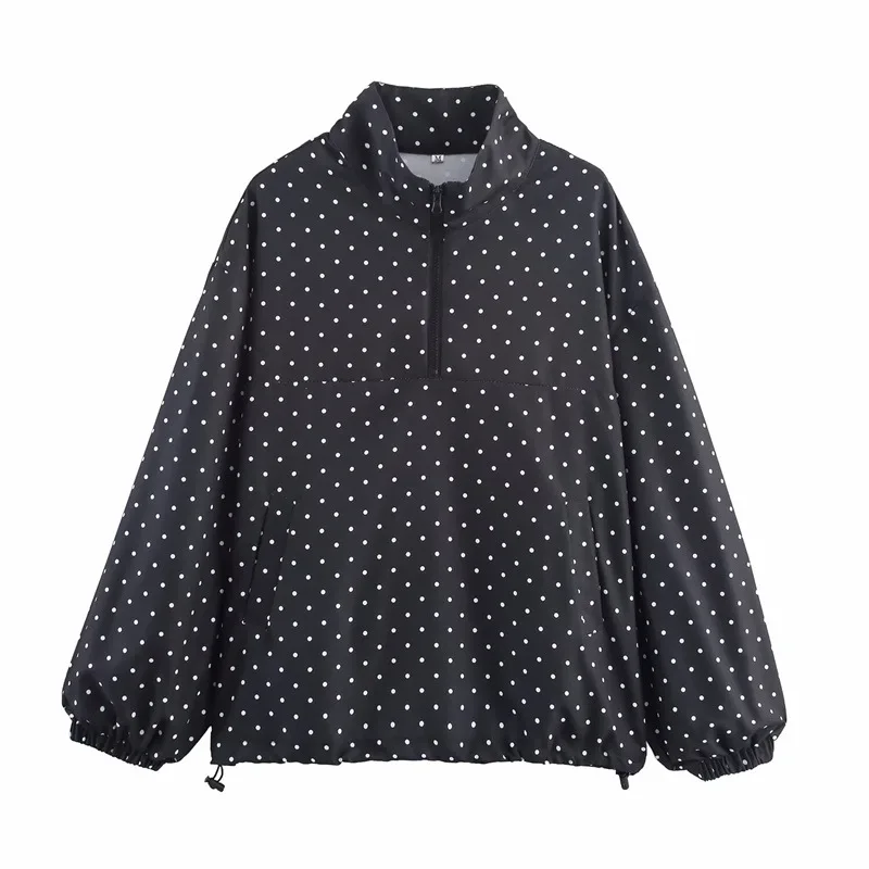 

Fashionable and Elegant Women's Clothing Simple Style Dot Half-Zip Loose Jacket