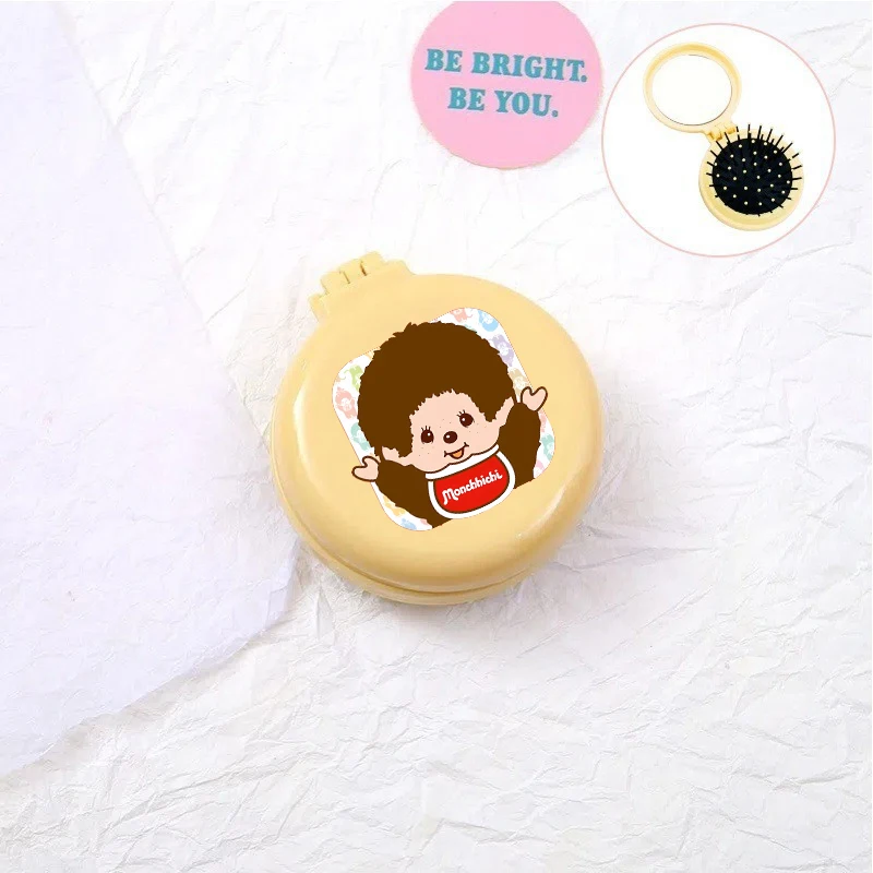 Cute Monchhichi Air Cushion Comb Mirror Two-in-one Women Travel Portable Hair Brushes Looking Glass Girls Mini Hairbrush Gift view 5