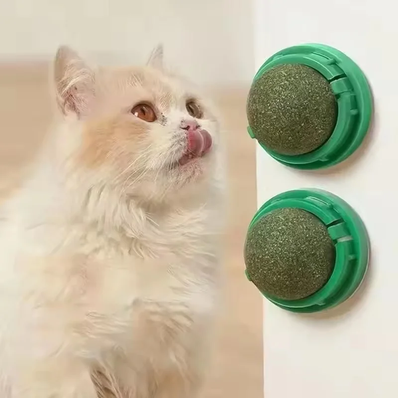 

Catnip Cat Wall Stick-on Ball Toy Scratchers Treats Healthy Natural Removes Balls to Promote Digestion Cat Grass Snack