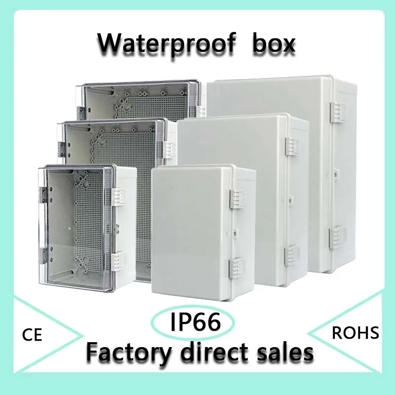 IP66 Waterproof Gray/Transparent Cover Enclosure Junction Box ABS Plastic Outdoor Electronic Instrument Hinge Case