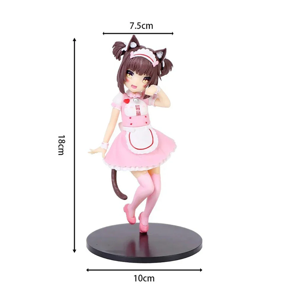 NEKOPARA 18CM Anime Cat Maid Figuur - Chocolade Vanille Leuke PVC Collectible Statische Pop Mooie Kat Stijl Model voor Kinderen