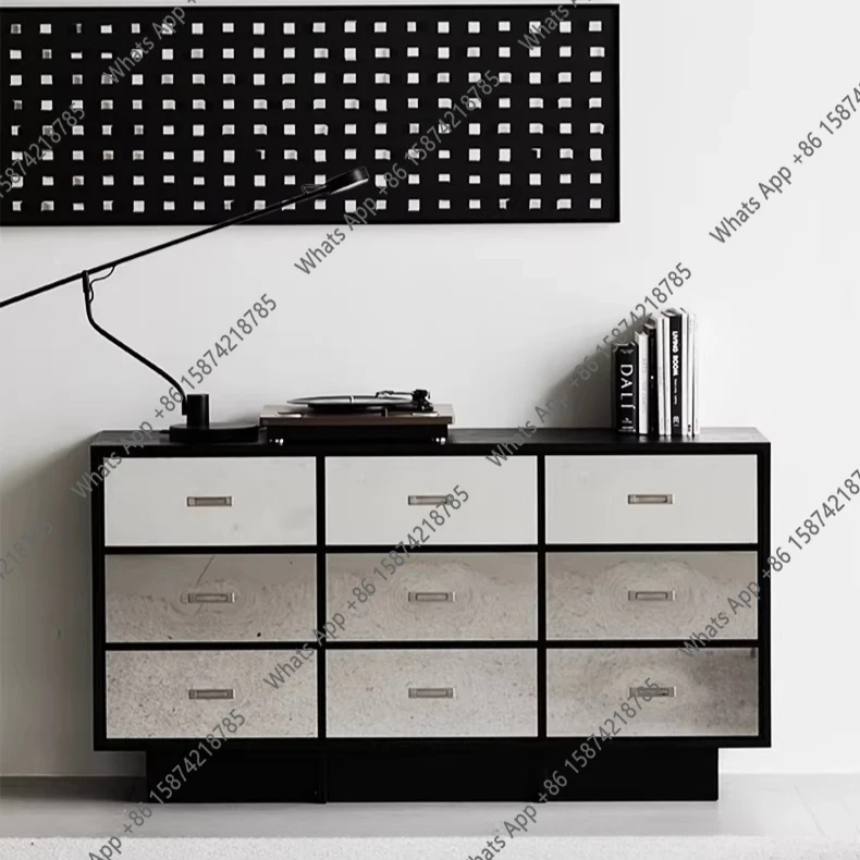 

Modern simple solid wood nine-bucket home bedroom wall storage cabinet floor-to-ceiling living room light luxury bedside cabinet