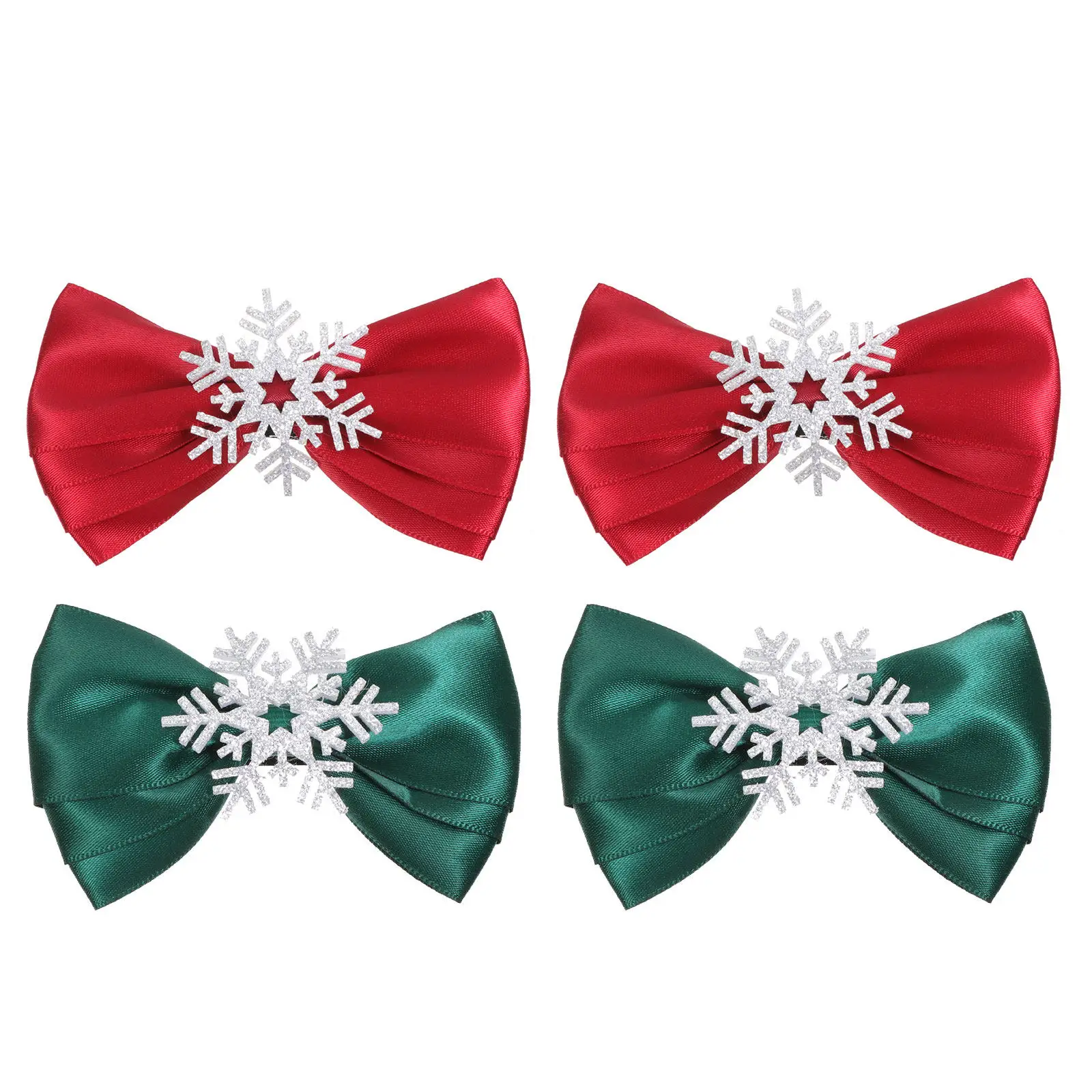

4Pcs Snowflake Bow-Knot Hair Clips Christmas Hair Accessories for Girls Party Wedding Photography Carnival Everyday Wear Easy