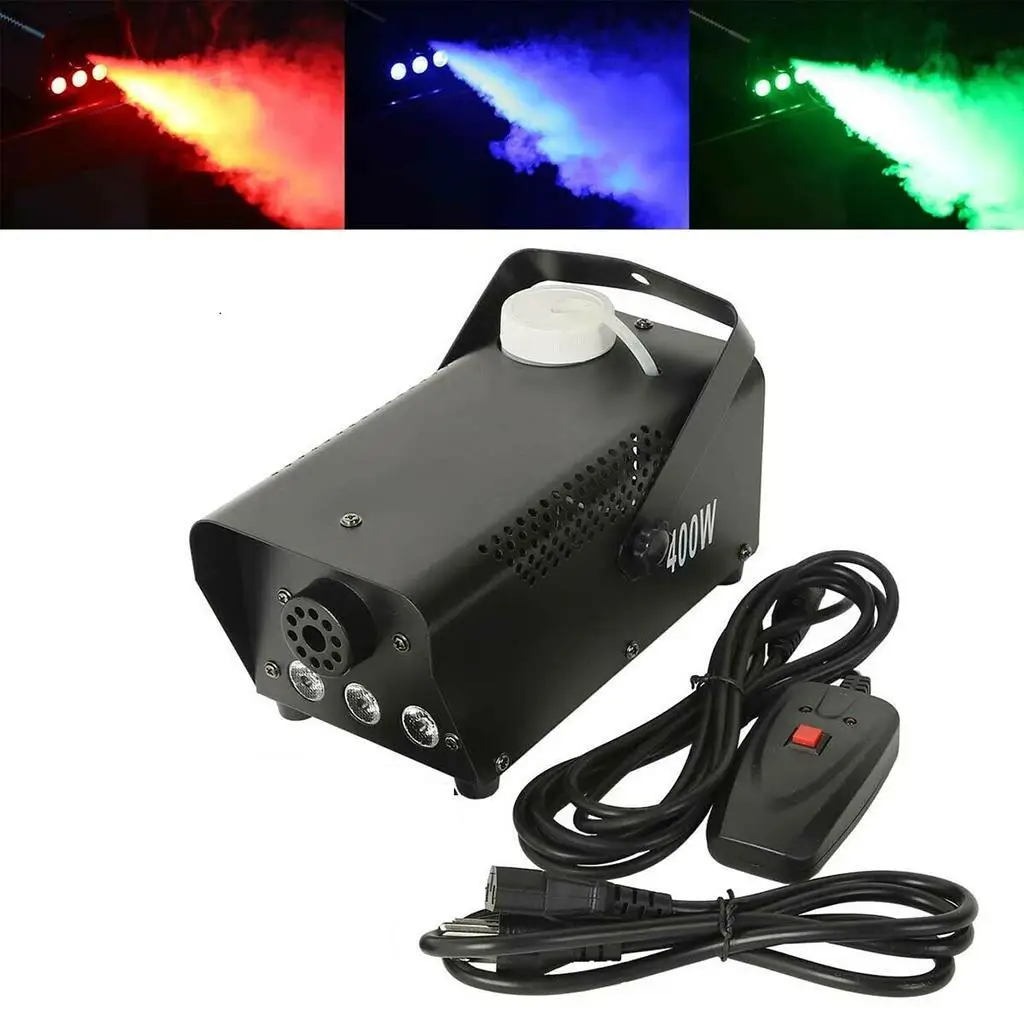 آلة دخان الضباب البلاستيكية 400 واط RGB LED أضواء المرحلة تأثير لاسلكي عن بعد