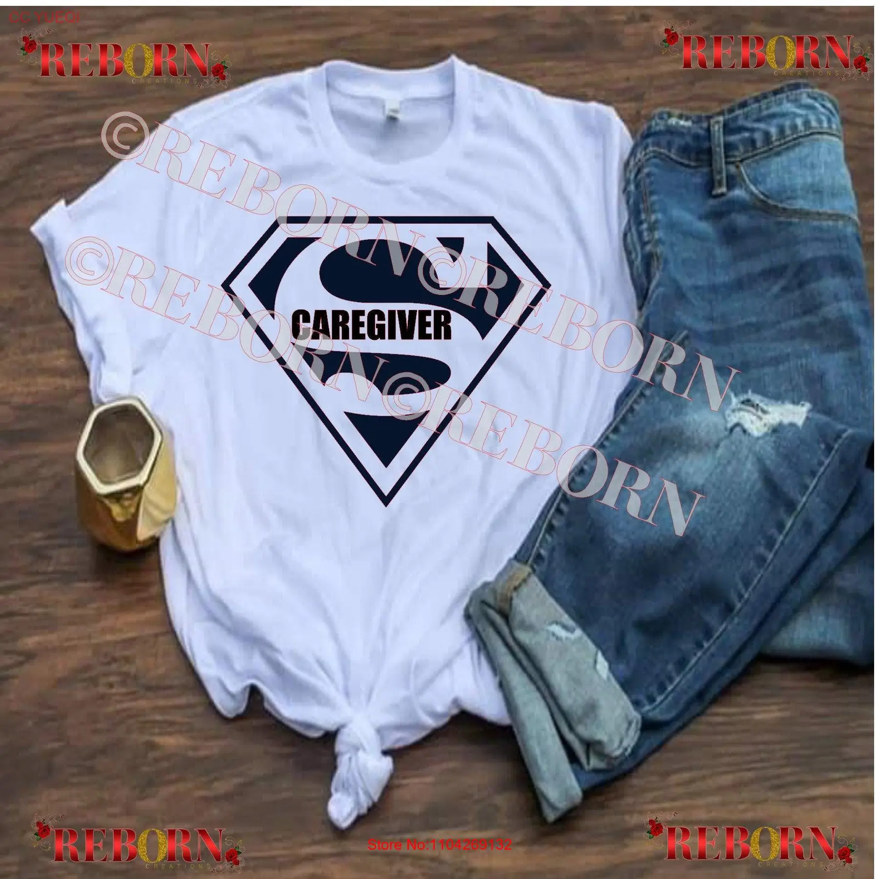 Super Caregiver Essential Worker Unisex-T-Shirt in Schwarz, Marineblau, Lila, mit weißen Buchstaben, langen oder kurzen Ärmeln