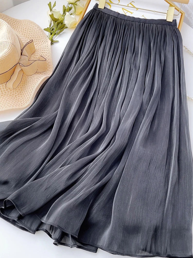 Skirts for Women Summer Pleated Temperament Half-body Skirt Slim Thin Section of The Long A-line Skirt Woman Clothing Streetwear