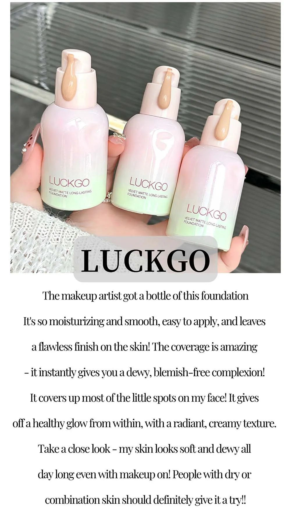 1 Pcs Natural Smooth Creamy Liquid Foundation Long Lasting Waterproof Even Skin Concealer Face Liquid Foundation Makeup Cosmetic