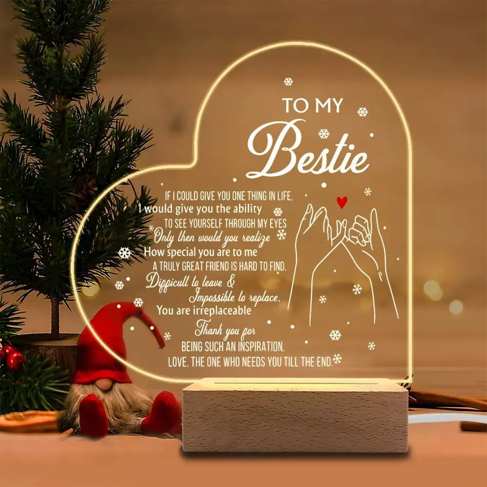 

1PC Acrylic Luminous Ornament Photography Accessories, USB Base, BFF Gift, Women Friendship Figurines