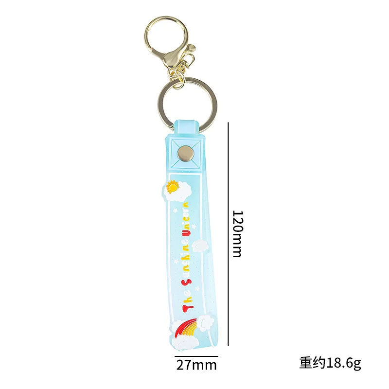 Minso سيليكون بريق شفافة الشمس قوس قزح الجلود حبل سلسلة المفاتيح الكرتون قلادة ، آلة مخلب الزيت دمية ملحق مفتاح سلسلة