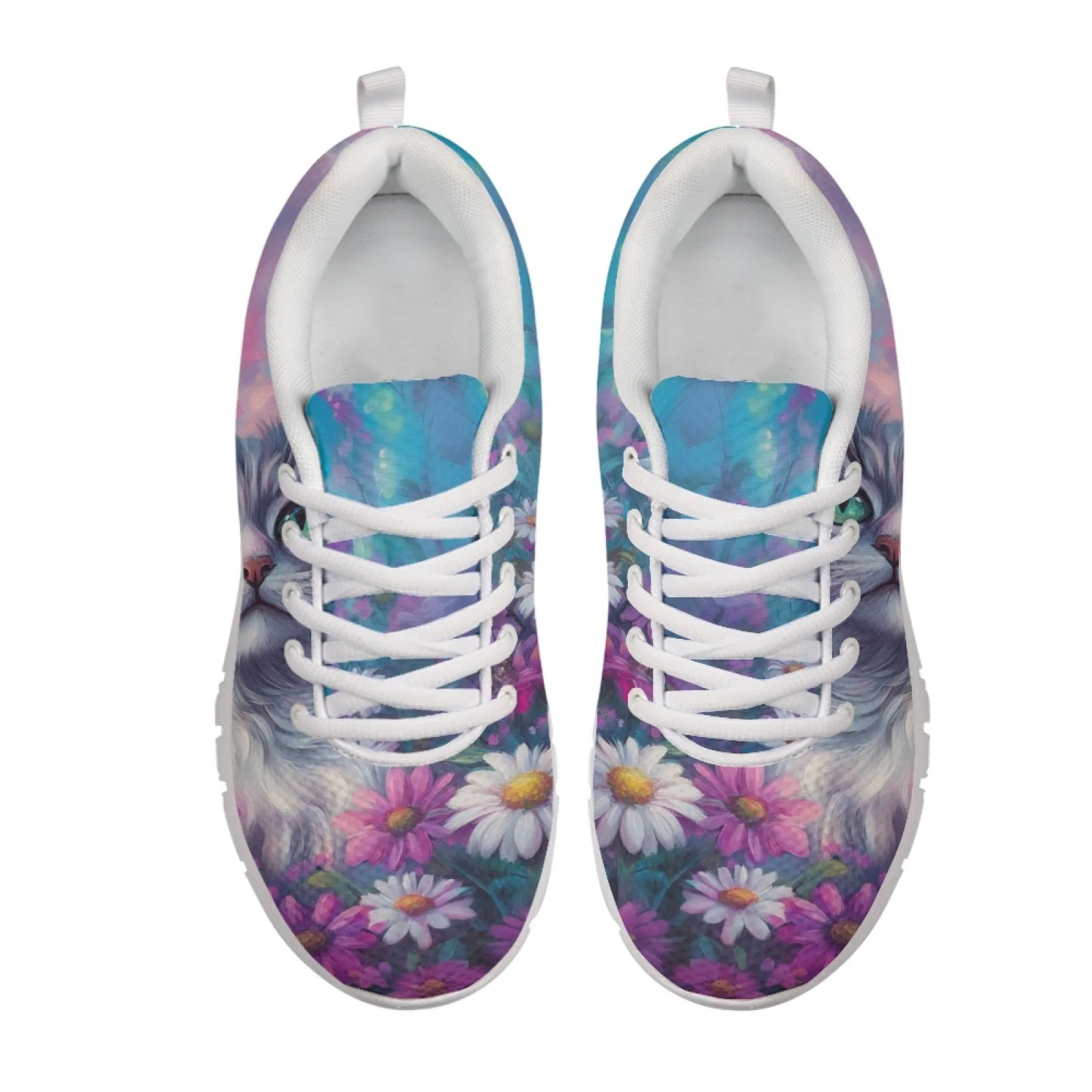 Coloranimal Daisy Pattern Casual Running Sneakers Women's Walking Mesh Sneakers Athletic Sport Shoes for Womens Ladies