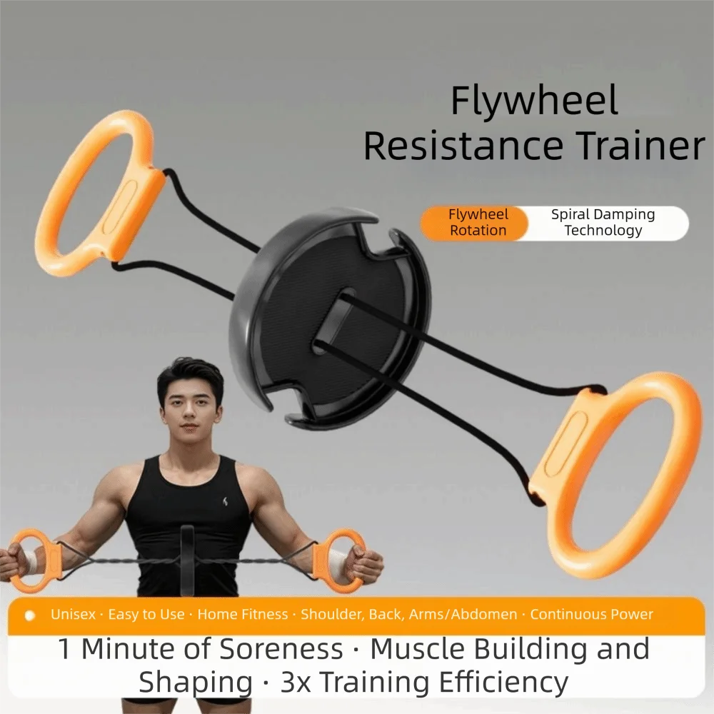 Adjustable Arm Chest Trainer Anti-Slip Handle Flywheel Rotation Chest Expander Foldable Strength Trainer