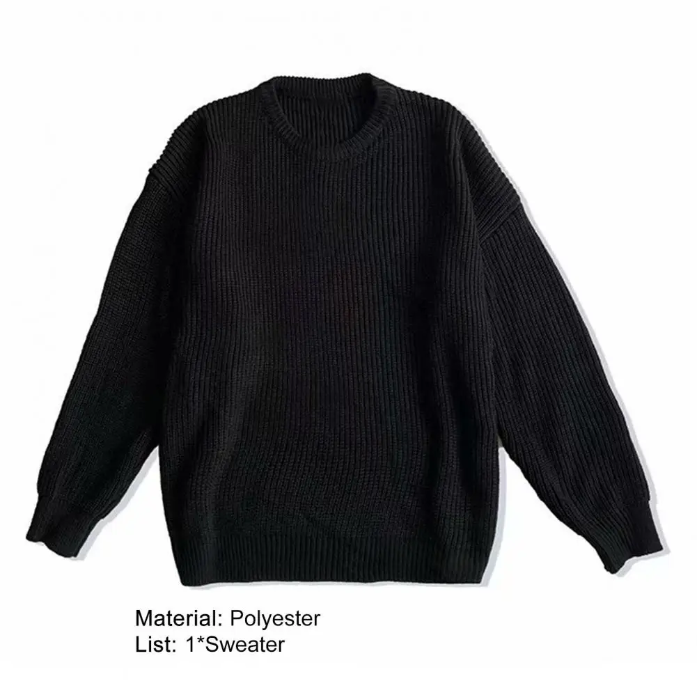 Men Sweater Solid Color O Neck Oversized Knitted Fall Sweater for Daily Wear Men Leisure Spring Sweater Streetwear Pullovers