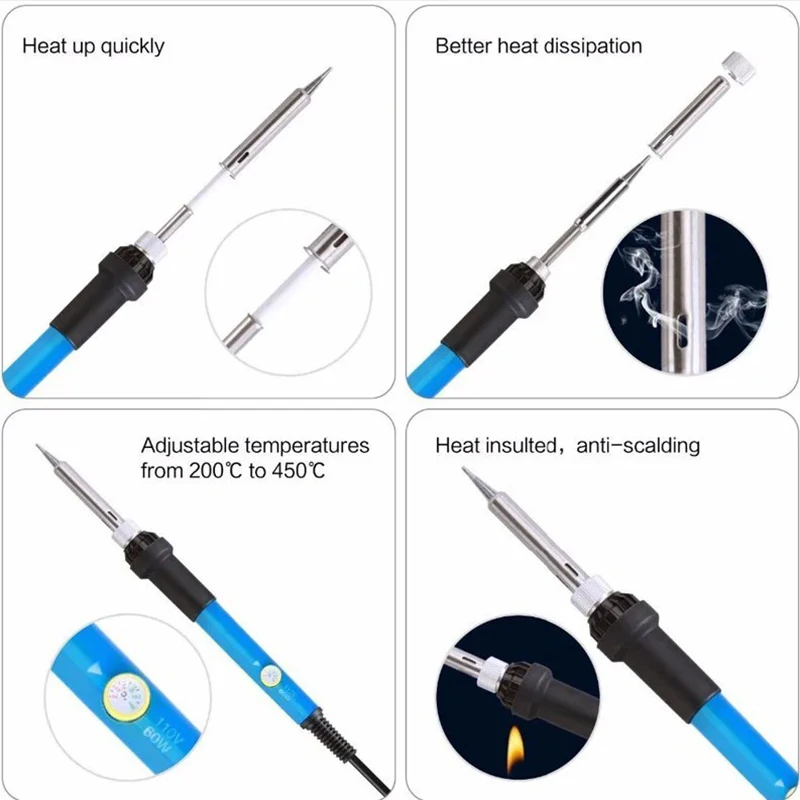 Temperature Adjustable Electric Soldering Iron 220V / 110V 60W Electric Soldering Iron Welding Solder Repair Tool