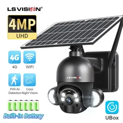 LS VISION 4MP WiFi Solar Security Camera Outdoor 4G Sim Card Slot PIR Detection 2-Way Talk IP66 Waterproof Surveillance Cameras