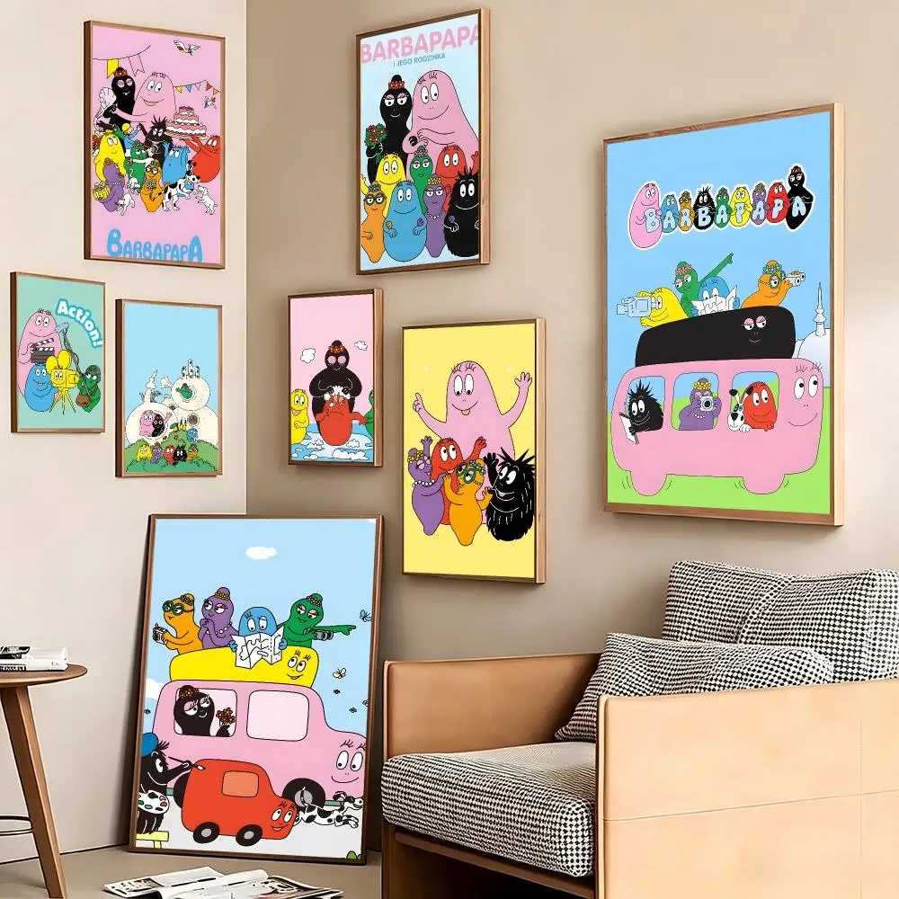 Anime Barbapapa Poster Pegatina artistica HD autoadhesiva impermeable para salon dormitorio