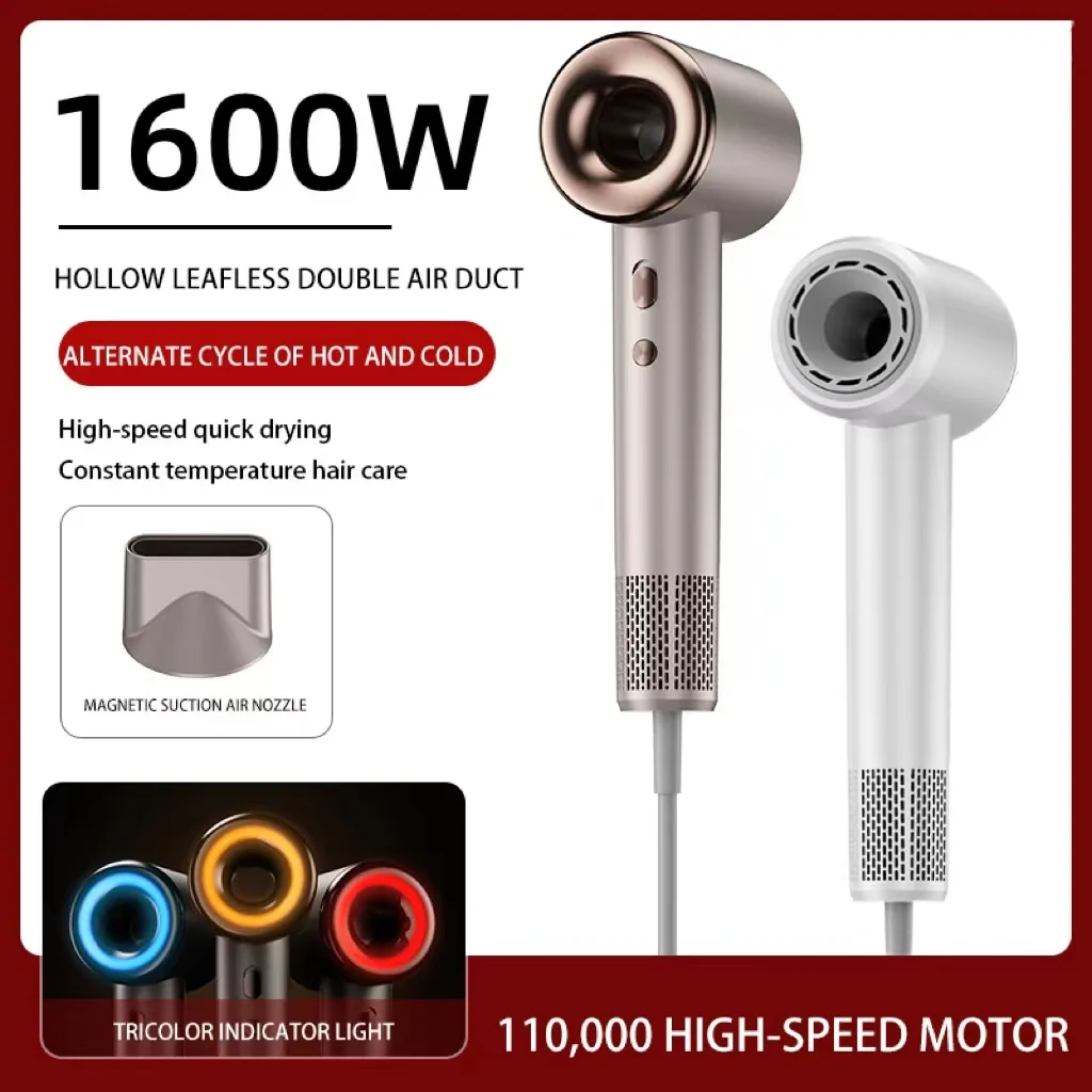 

High-speed Hair Dryer, Household Negative Ion with Three-color Indicator Light, High-power Quick-drying Leafless