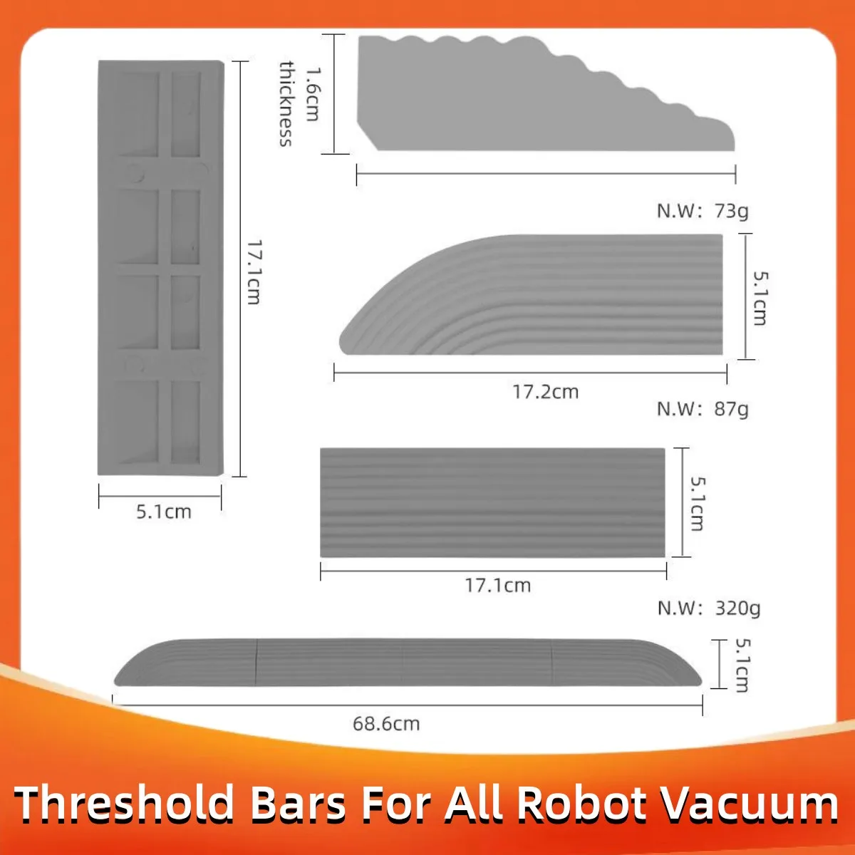 Threshold Door Step Ramp Lightweight TPE Ramp for Wheelchairs Anti-Slip Kit for All Robot Vacuum Cleaner