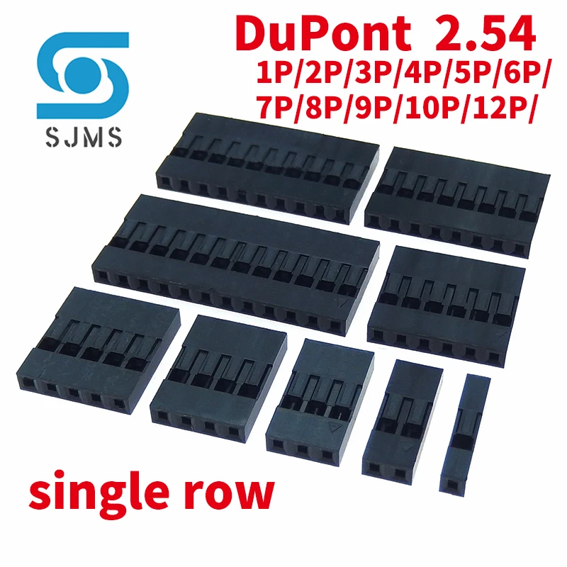 DuPont 2.54 2.54MM Connector 1P 2P 3P 4P 5P 6P 8P 10P 12P Single Row Plastic Shell 1/2/3/4/5/6/7/8/9/10/11/12Pin