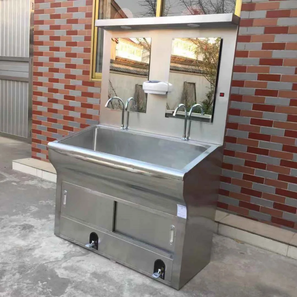 Hospital Three Person Stainless Steel Medical Washing Hand Sink