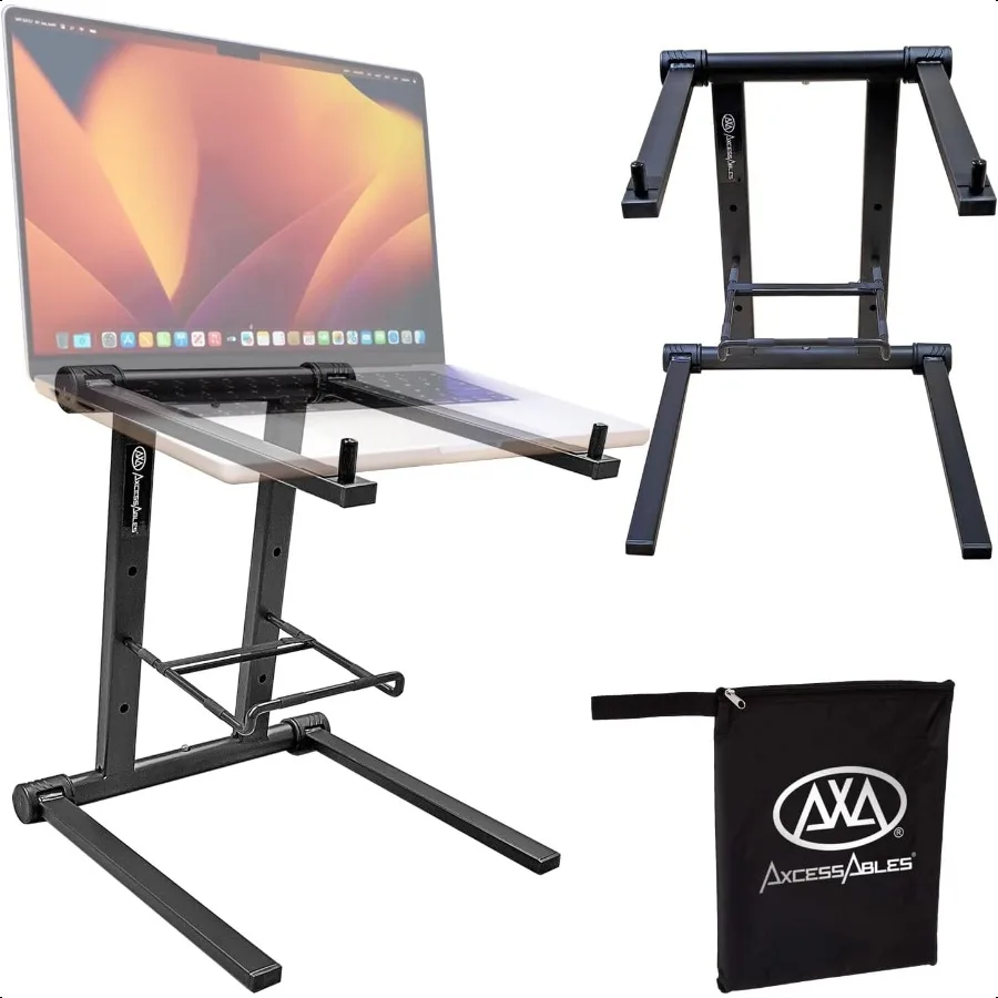 

AXA AXCABLES DJ Laptop Stand with Travel Bag Portable Foldable Aluminum Laptop Stand for Laptops up to 15 inches and 20lbs No A
