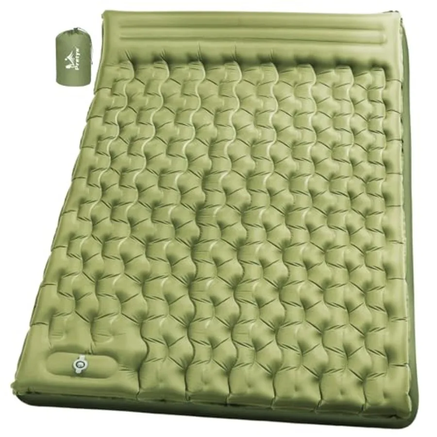 

Double Sleeping Pad for Camping - 5" Ultra-Thick Camping Mattress with Pillow Built-in Foot Pump Compact 2-Person Portable Camp