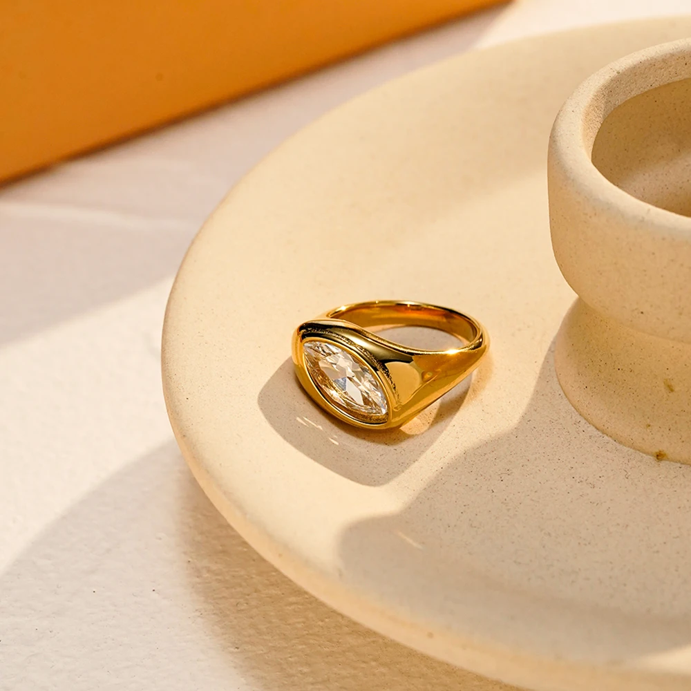 

ENFASHION Anillos Mujer Zircon Ring For Women Stainless steel 18K Plated Gold Fashion High Street Jewelry Dairywear R254557